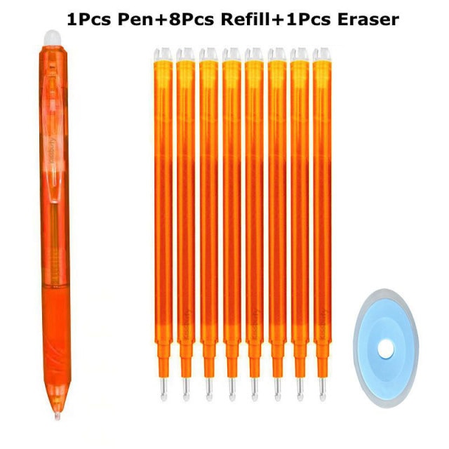0.7mm Magic Erasable Pen Press Gel Pen Set 8 Colors Erasable Refill Rod Gel Ink Stationery Retractable Pens Washable Handle Rod