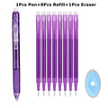 0.7mm Magic Erasable Pen Press Gel Pen Set 8 Colors Erasable Refill Rod Gel Ink Stationery Retractable Pens Washable Handle Rod