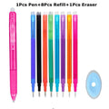 0.7mm Magic Erasable Pen Press Gel Pen Set 8 Colors Erasable Refill Rod Gel Ink Stationery Retractable Pens Washable Handle Rod
