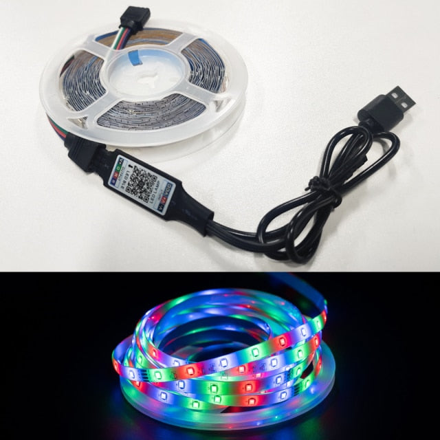 LED Strip Lights Bluetooth Control 5V RGB 2835 USB Flexible Lamp Tape Ribbon Diode For Festival Bedroom Luces TV Desk Decor Luz