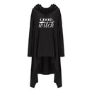 Women hoodies Long Irregular bad witch Tops Kawaii Femmes Sweatshirts Pattern Funny Cotton Cropped Oversize Hoodies dress