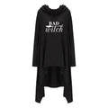 Women hoodies Long Irregular bad witch Tops Kawaii Femmes Sweatshirts Pattern Funny Cotton Cropped Oversize Hoodies dress