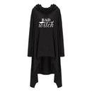 Women hoodies Long Irregular bad witch Tops Kawaii Femmes Sweatshirts Pattern Funny Cotton Cropped Oversize Hoodies dress