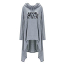 Women hoodies Long Irregular bad witch Tops Kawaii Femmes Sweatshirts Pattern Funny Cotton Cropped Oversize Hoodies dress