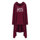 Women hoodies Long Irregular bad witch Tops Kawaii Femmes Sweatshirts Pattern Funny Cotton Cropped Oversize Hoodies dress