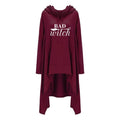 Women hoodies Long Irregular bad witch Tops Kawaii Femmes Sweatshirts Pattern Funny Cotton Cropped Oversize Hoodies dress