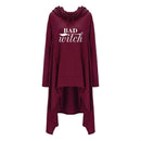 Women hoodies Long Irregular bad witch Tops Kawaii Femmes Sweatshirts Pattern Funny Cotton Cropped Oversize Hoodies dress