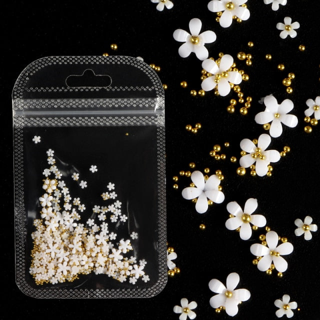 2g/Bag 3D Pink Flower Nail Art Jewelry Mixed Size Steel Ball Nail Supplies For Professional Accessories For DIY Manicure Design