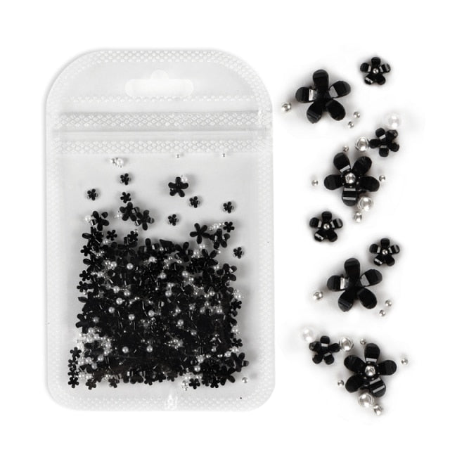 2g/Bag 3D Pink Flower Nail Art Jewelry Mixed Size Steel Ball Nail Supplies For Professional Accessories For DIY Manicure Design