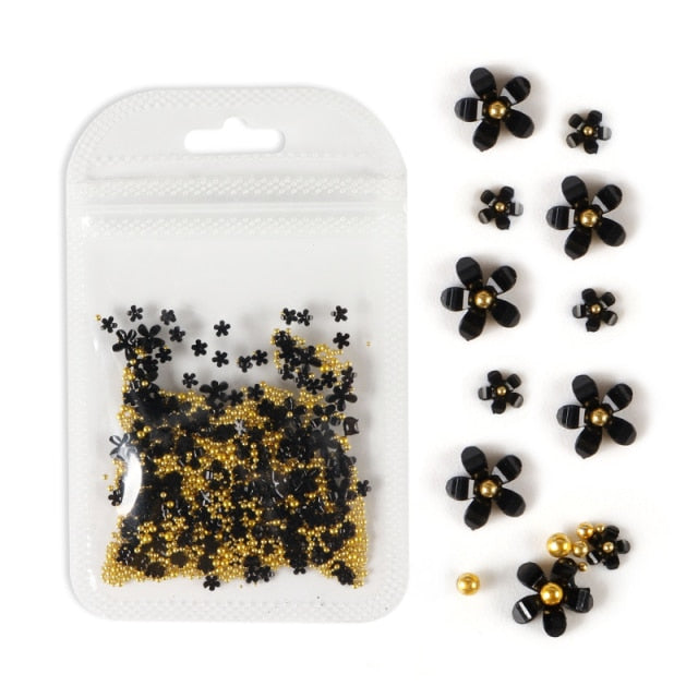 2g/Bag 3D Pink Flower Nail Art Jewelry Mixed Size Steel Ball Nail Supplies For Professional Accessories For DIY Manicure Design