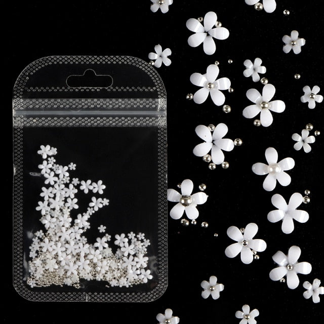 2g/Bag 3D Pink Flower Nail Art Jewelry Mixed Size Steel Ball Nail Supplies For Professional Accessories For DIY Manicure Design