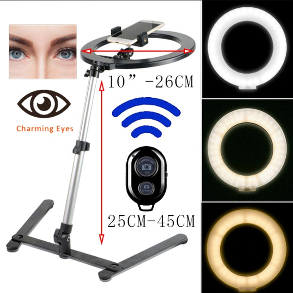 26CM Photography Lighting Phone Ringlight Tripod Stand Photo Led Selfie Remote Fill Ring Light Lamp Video Youtube Live COOK