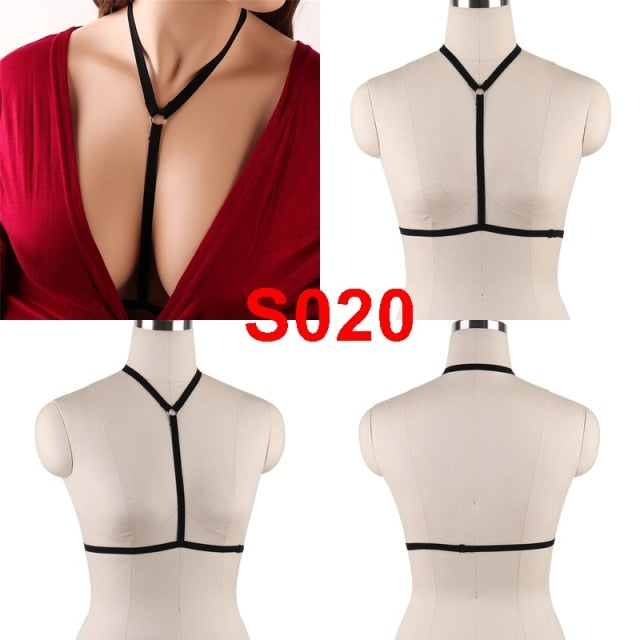 JLX.HARNESS Pentagram Bondage Body Harness Lingerie Goth Crop Tops Cage  Lingerie Harness Belt Harness Bra Rave Wear for Women