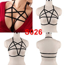 JLX.HARNESS Pentagram Bondage Body Harness Lingerie Goth Crop Tops Cage  Lingerie Harness Belt Harness Bra Rave Wear for Women