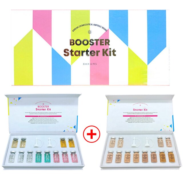 12 vials Korean Cosmetic Dermawhite BB Cream Glow Beginner Starter Kit Stayve Liquid Foundation For Skin Whitening Brightening
