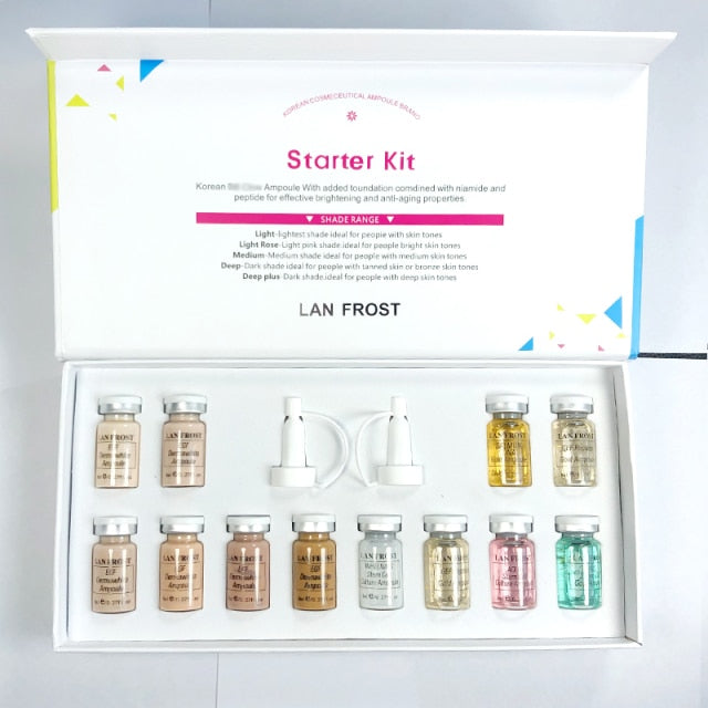 12 vials Korean Cosmetic Dermawhite BB Cream Glow Beginner Starter Kit Stayve Liquid Foundation For Skin Whitening Brightening