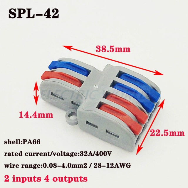 Wire connector SPL-42 Universal Compact Wiring Connection Lighting Push-in Conductor Terminal Block Mini Fast Cable Connector