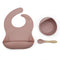 1Set Baby Bowl&Bib Personalized Name Baby Dishes Non-Slip Crockery Silicone Baby Feeding Bowl Tableware BPA Free for Baby Plate