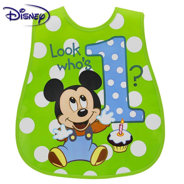 Disney Cute Baby Adjustable Bibs EVA Waterproof Sleeveless Lunch Feeding Bibs Baby Cartoon Feeding Cloth Children Baby Apron