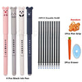 Kawaii Erasable Gel Pen Set Cartoon Animals Cute Cat Erasable Pen Erasable Refill Rod Washable Handle Pen Grip School Stationery