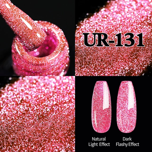 UR SUGAR Reflective Glitter Gel Nail Polish Shiny Nail Gel Semi Permanent Nail Art Varnishes For  Need Base Top Coat