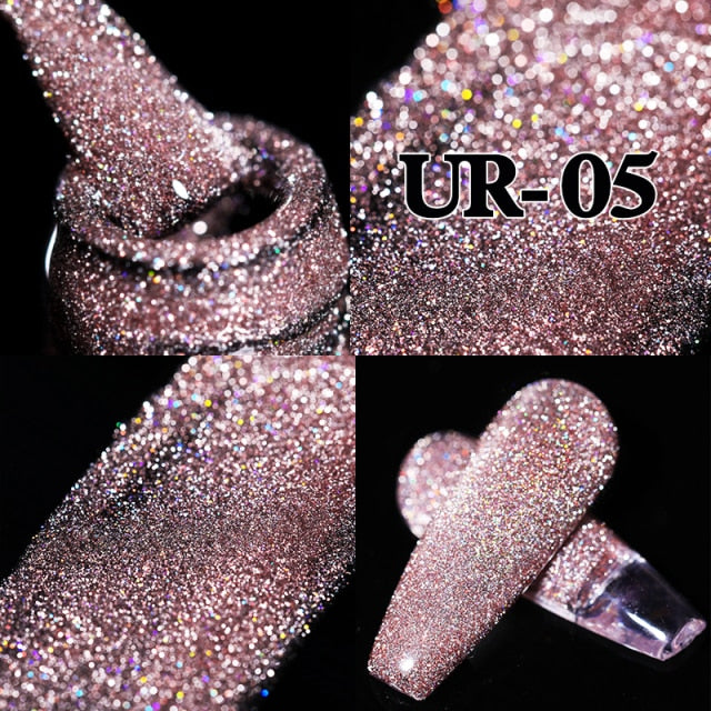 UR SUGAR Reflective Glitter Gel Nail Polish Shiny Nail Gel Semi Permanent Nail Art Varnishes For  Need Base Top Coat