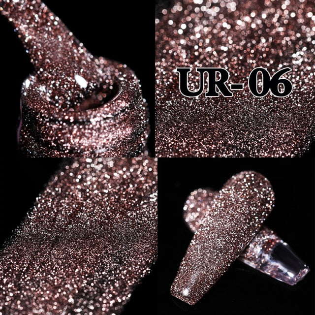 UR SUGAR Reflective Glitter Gel Nail Polish Shiny Nail Gel Semi Permanent Nail Art Varnishes For  Need Base Top Coat