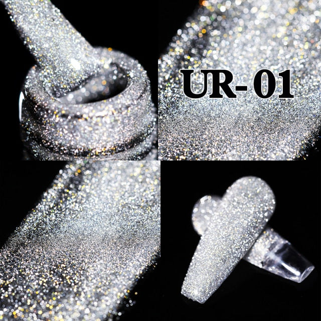 UR SUGAR Reflective Glitter Gel Nail Polish Shiny Nail Gel Semi Permanent Nail Art Varnishes For  Need Base Top Coat