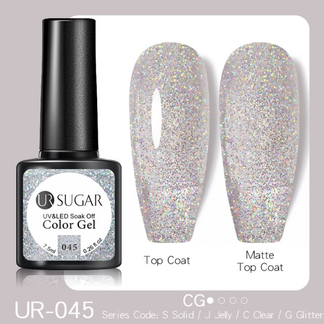 UR SUGAR Reflective Glitter Gel Nail Polish Shiny Nail Gel Semi Permanent Nail Art Varnishes For  Need Base Top Coat