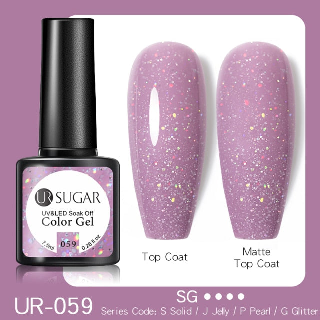UR SUGAR Reflective Glitter Gel Nail Polish Shiny Nail Gel Semi Permanent Nail Art Varnishes For  Need Base Top Coat