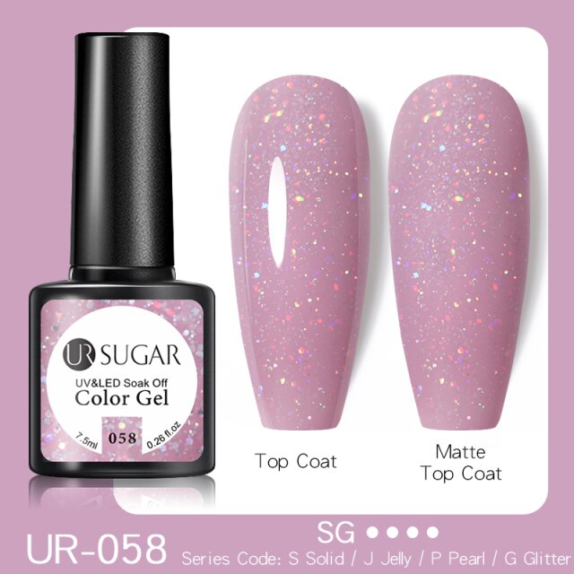 UR SUGAR Reflective Glitter Gel Nail Polish Shiny Nail Gel Semi Permanent Nail Art Varnishes For  Need Base Top Coat