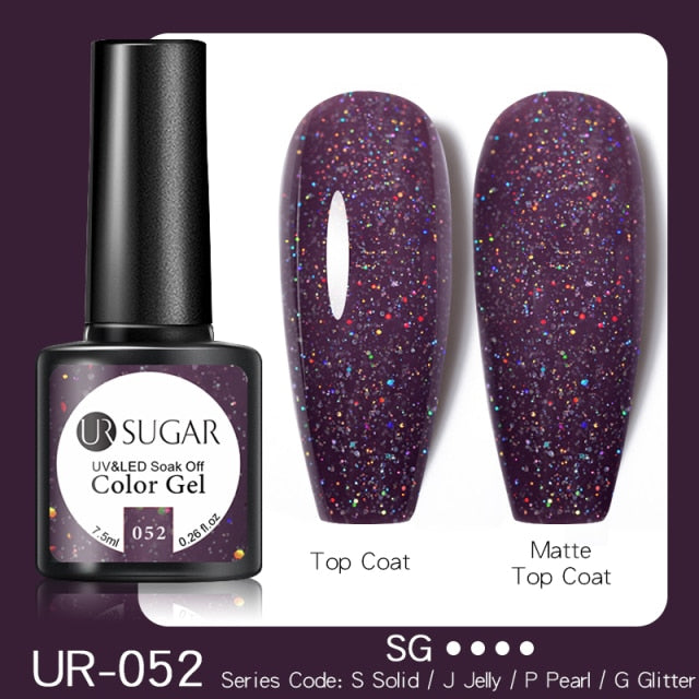 UR SUGAR Reflective Glitter Gel Nail Polish Shiny Nail Gel Semi Permanent Nail Art Varnishes For  Need Base Top Coat