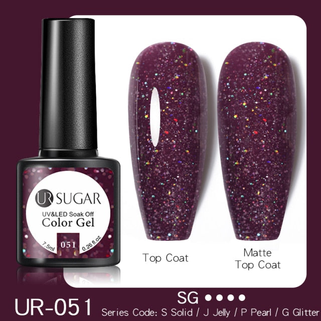 UR SUGAR Reflective Glitter Gel Nail Polish Shiny Nail Gel Semi Permanent Nail Art Varnishes For  Need Base Top Coat