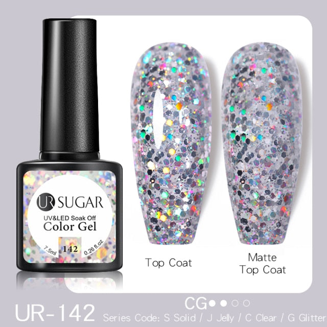UR SUGAR Reflective Glitter Gel Nail Polish Shiny Nail Gel Semi Permanent Nail Art Varnishes For  Need Base Top Coat