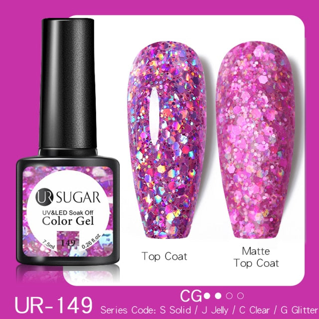 UR SUGAR Reflective Glitter Gel Nail Polish Shiny Nail Gel Semi Permanent Nail Art Varnishes For  Need Base Top Coat
