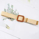 Vintage Boho Braided Waist Belt Summer Solid Female Belt Round Wooden Smooth Buckle Fake Straw Wide Belts For Women Hot Sale