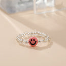 New Cute Transparent Resin Acrylic Handmade Beaded Rhinestone Colourful Geometric Square Round Rings for Women Y2k Jewelry Party