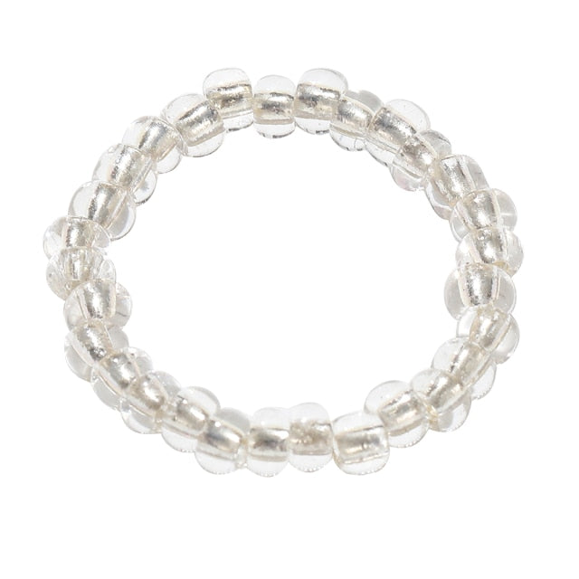 New Cute Transparent Resin Acrylic Handmade Beaded Rhinestone Colourful Geometric Square Round Rings for Women Y2k Jewelry Party