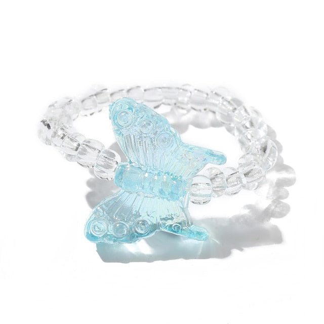 New Cute Transparent Resin Acrylic Handmade Beaded Rhinestone Colourful Geometric Square Round Rings for Women Y2k Jewelry Party