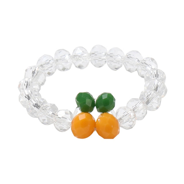 New Cute Transparent Resin Acrylic Handmade Beaded Rhinestone Colourful Geometric Square Round Rings for Women Y2k Jewelry Party