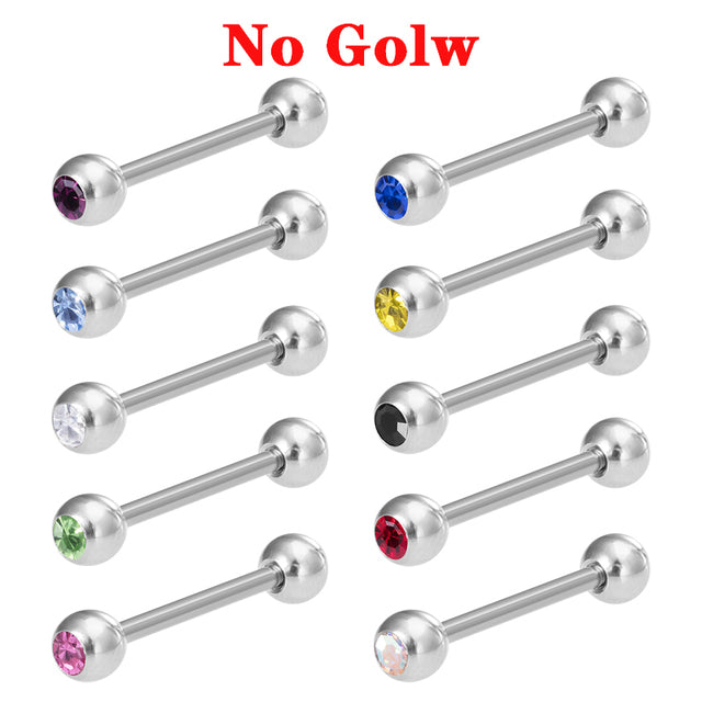 10pc Luminous Glow Tongue Rings Stud Nipple Ring Piercing Barbell Bar Acrylic Cartilage Helix for Women Fashion Body Jewelry 14G