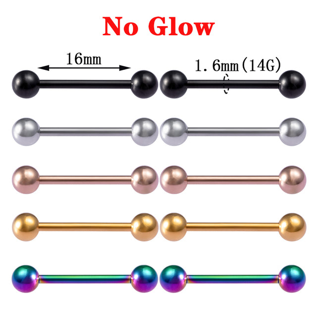 10pc Luminous Glow Tongue Rings Stud Nipple Ring Piercing Barbell Bar Acrylic Cartilage Helix for Women Fashion Body Jewelry 14G