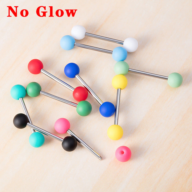 10pc Luminous Glow Tongue Rings Stud Nipple Ring Piercing Barbell Bar Acrylic Cartilage Helix for Women Fashion Body Jewelry 14G