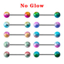 10pc Luminous Glow Tongue Rings Stud Nipple Ring Piercing Barbell Bar Acrylic Cartilage Helix for Women Fashion Body Jewelry 14G