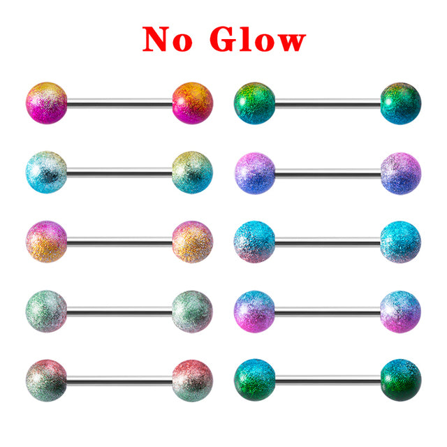 10pc Luminous Glow Tongue Rings Stud Nipple Ring Piercing Barbell Bar Acrylic Cartilage Helix for Women Fashion Body Jewelry 14G