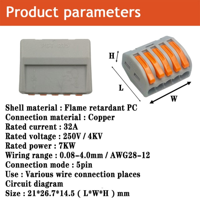 1/3/5/10/100pcs Universal Cable wire Connectors 222 TYPE Fast Home Compact wire Connection push in Wiring Terminal Block 2-8 Pin
