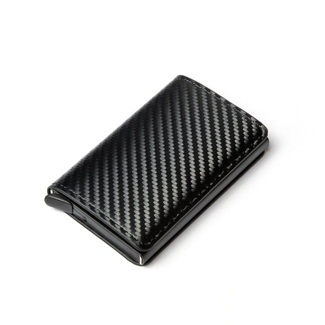 2021  RFID Card Holder with Organizer Coin Pocket Fashion Carbon Fiber Credit Card Holder Men Slim Wallet Anti-theft Card Case