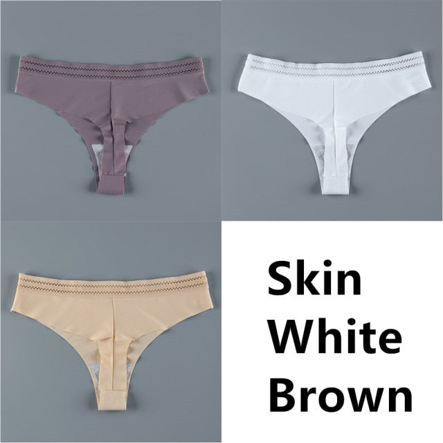 Panties For Women Seamless Panty Set Solid Invisible Underwear Sexy Low Waist Briefs Women's Underpants Lingerie Dropship 3 Pcs