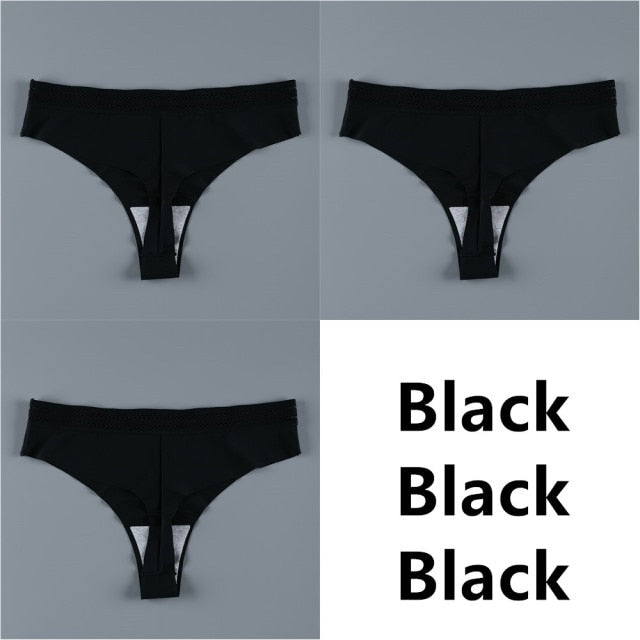 Panties For Women Seamless Panty Set Solid Invisible Underwear Sexy Low Waist Briefs Women's Underpants Lingerie Dropship 3 Pcs