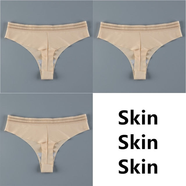 Panties For Women Seamless Panty Set Solid Invisible Underwear Sexy Low Waist Briefs Women's Underpants Lingerie Dropship 3 Pcs